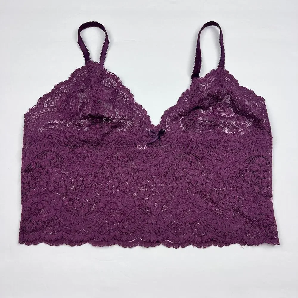 VTG Y2K Victoria's Secret Bralette Womens Large Purple Lace Longline Whimsigoth